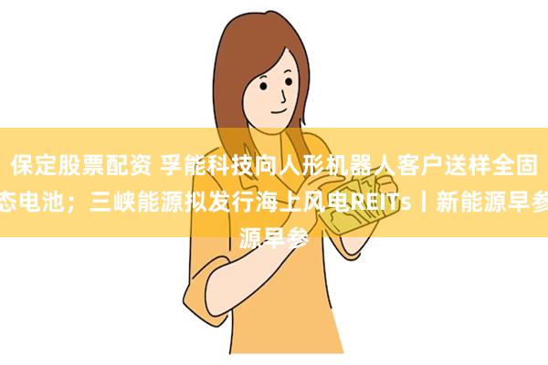 保定股票配资 孚能科技向人形机器人客户送样全固态电池；三峡能源拟发行海上风电REITs丨新能源早参