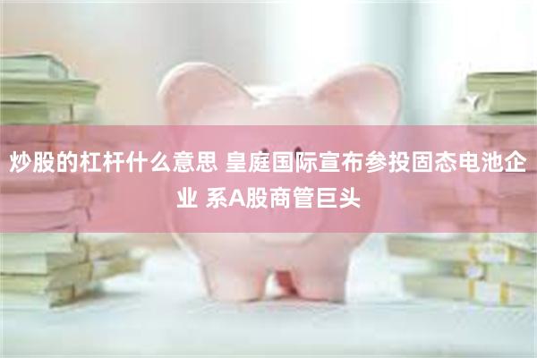 炒股的杠杆什么意思 皇庭国际宣布参投固态电池企业 系A股商管巨头